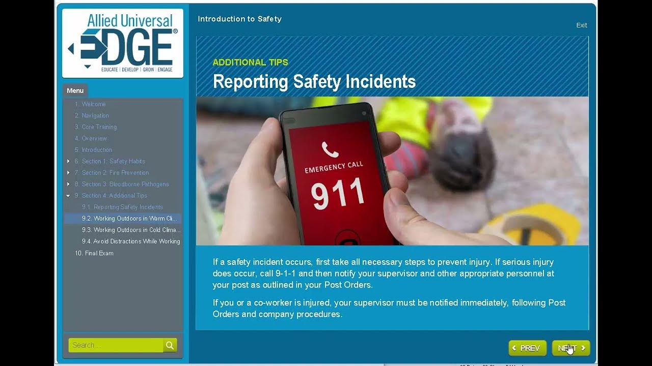 Allied Universal Edge Core Training Answers Quizlet Allied Universal Core Training: Introduction to Safety - YouTube