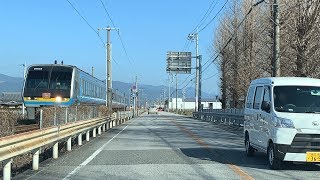 【4K展望動画】路面電車とJR線と並走　高知県道38号国道32号33号195号経由　高知市朝倉駅前→香美市土佐山田町楠目