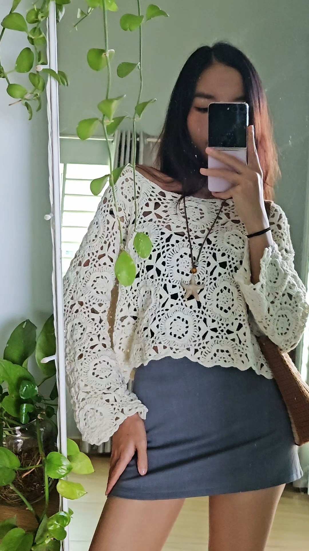 It's a crochet flower hexagon sweater 🤍🍂 #shorts #crochet