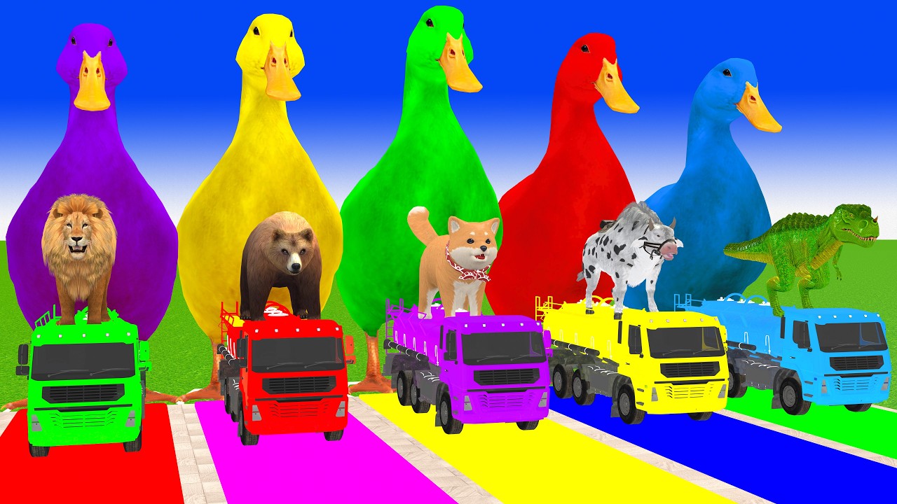 Long Slide Game with Cow Elephant Gorilla Hippopotamus Tiger 3d Animal Game Funny 3d Animals