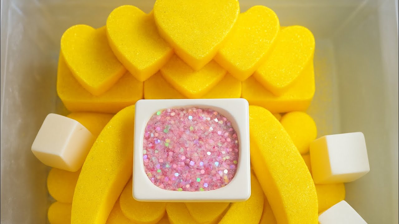 💛Gym Chalk Yellow Reform with Fresh Glitter Bomb ✨| Satisfying ASMR Crush & Sparkle🌼