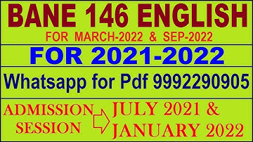 BANE 146 Solved Assignment 2021-22 in ENGLISH | BANE 146 Solved Assignment 2021-22 | BANE 146 2022
