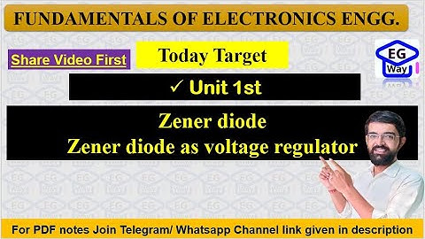 L1.16 Zener Diode as shunt regulator |Fundamentals of electronics engg. | Unit 1st ||  by Lalit sir