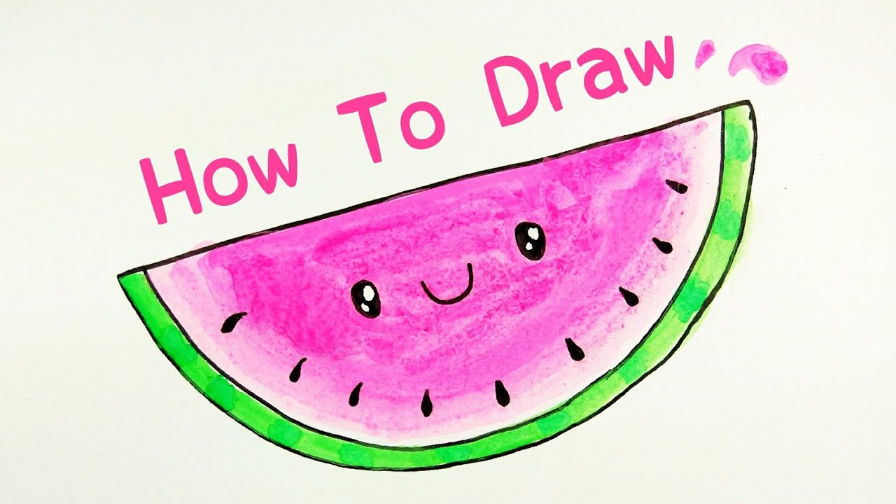 How To Draw Cute Watermelon Easy Drawing Tutorial For Beginner Step By Step Tutorial Youtube