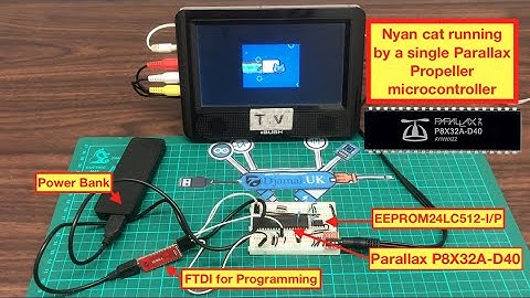 Nyan cat running by a single Parallax Propeller Microcontroller P8X32A-D40
