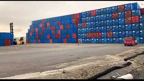 Empty Container Handler Time lapse Container stacking at Centreport Wellington, New Zealand