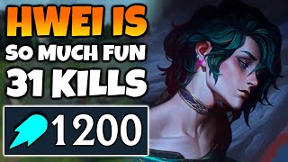 I GOT 1200 AP and DROPPED 31 KILLS on HWEI MID. His combos are NUTS!