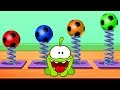 Om nom jumps on footballs and studies colors  learn english with om nom  educational cartoon
