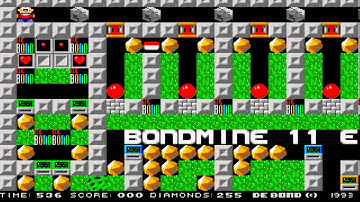 AMIGA OCS BOND MINE 11 AKA BONDMINE 11 BOULDERDASH CLONE BOULDER DASH EMERALD MINES FROM EMERALD WEB
