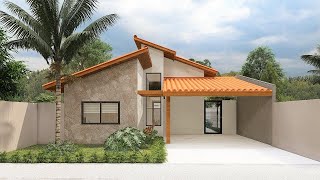 Planta de CASA estilo COLONIAL com 3 quartos | Plano casa pequeña| Small house ideas | Projeto 3D