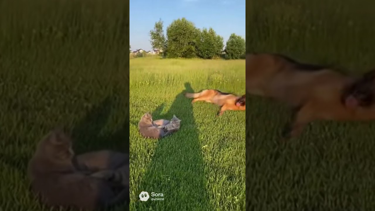 Kitten Plays with German Shepherd’s Tail — Too Cute.mp4