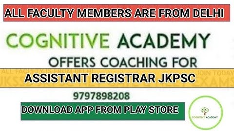 Assistant registrar :  Cooperative lec-1 part-1 || Online coaching jkpsc