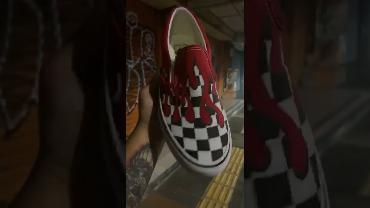 Vans Slip On Checkerboard Flame Red Original | Hoverside