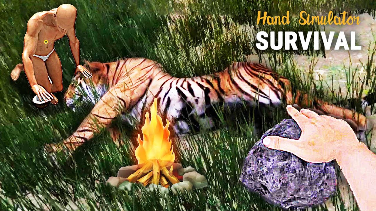 【屌德斯 DioDes】 模擬手掌求生 我太厲害了！徒手錘死壹頭老虎！ 屌德斯桃子精 Hand Simulator: Survival
