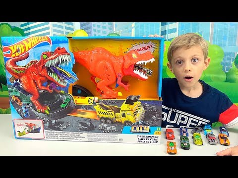 Хот Вилс ДИНОЗАВР REX напал на Машинки! Даник и спасение Hot Wheels.