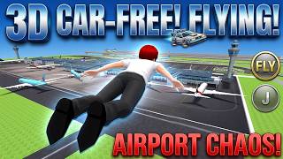 3D Car Driving Simulator - AIRPORT CHAOS! 🚀 Flying Car Free Mode Gameplay screenshot 2
