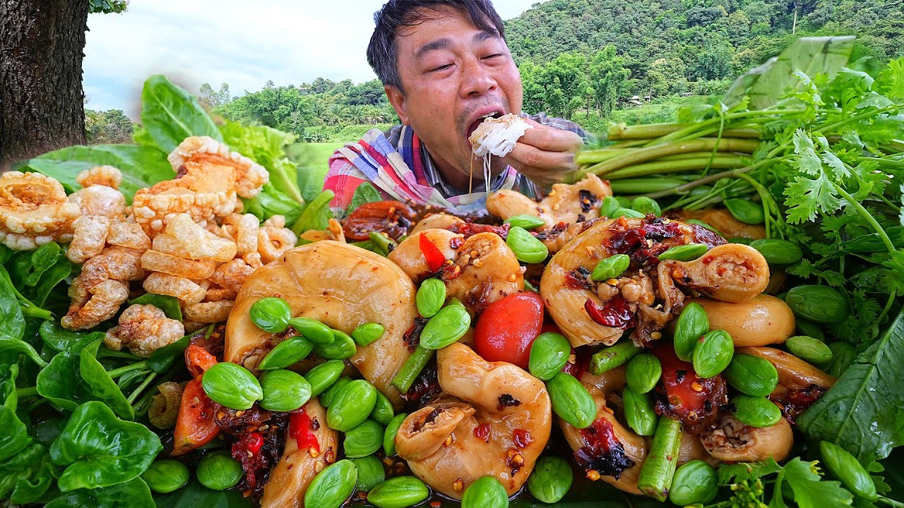 ตำไส้ตันเผ็ดๆน้ำปลาร้านัว ใส่สตอ ภูเก็ต พี่แอ็ดส่งมาให้ หร่อยแรงนิ -16-7-2022-