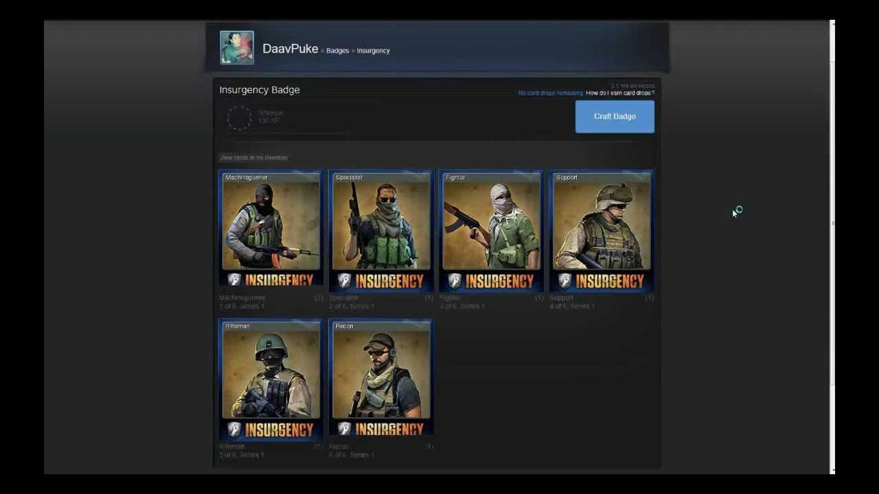 STEAM TRADING CARDS Insurgency Badge Crafting [HD] YouTube