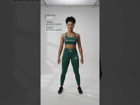 Female trainer performs squat