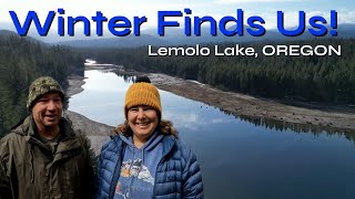 FREE CAMPING in Oregon! A winter storms brings snow to this BEAUTIFUL Lake!