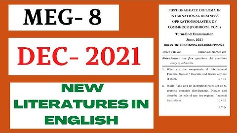 MEG-8(NEW LITERATURE IN ENGLISH)DECEMBER-2021||IGNOU||