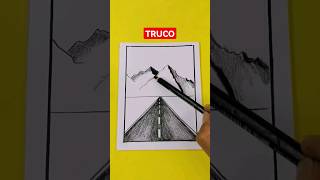 ✅ Como Dibujar un PAISAJE a Lapiz Blanco y Negro - Dibujos de Paisajes 3 shorts  short