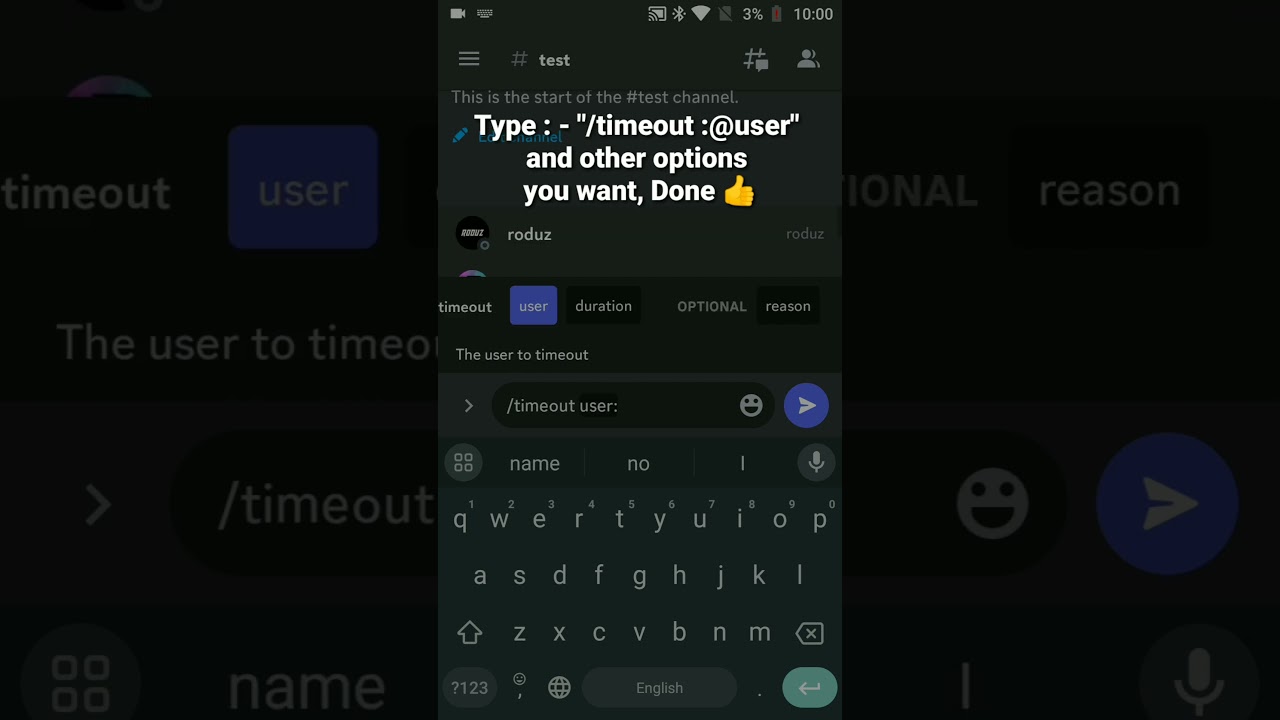 How to setup a⌛timeout in discord using Slash command in Discord Mobile 