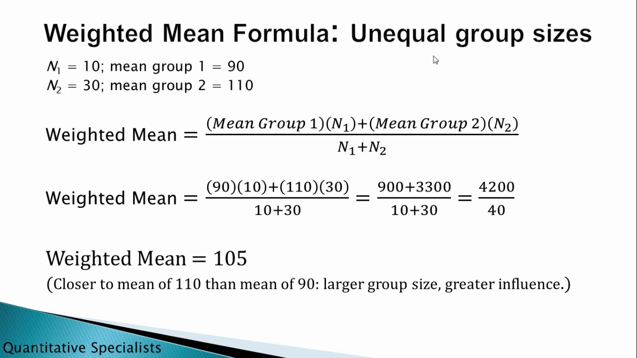 weighted mean formula for thesis