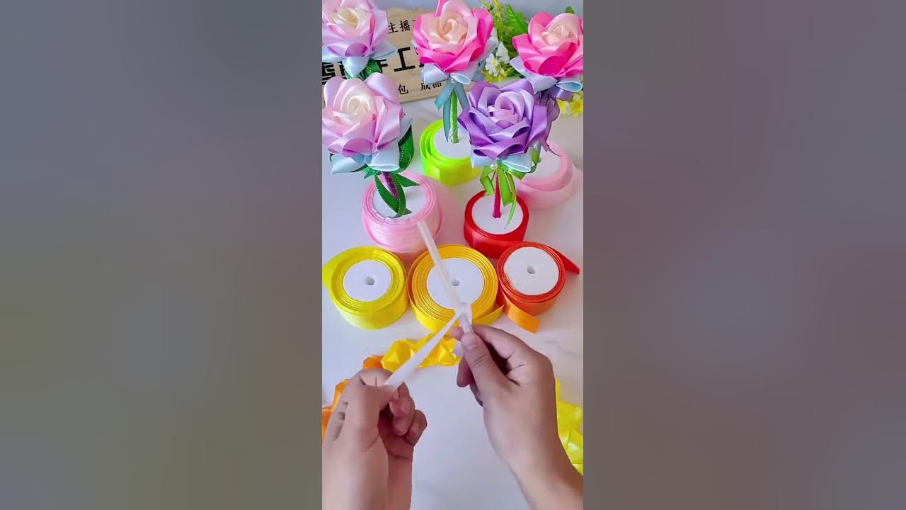 Ribbon rose tutorial #handmade #diy #flowers #rose #tutorial #handmadegifts #craft # #ribbon #gift