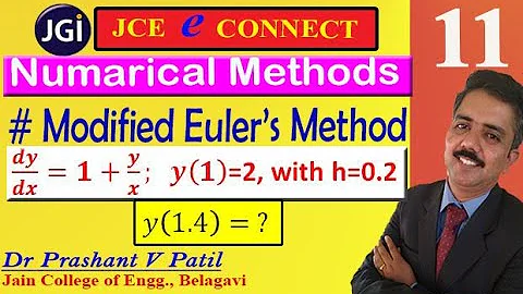 Best example of Modified Euler's Method || Numerical Solution || dy/dx=1+y/x  || 18mat31 ||