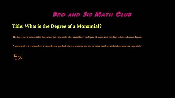 Degree of a Monomial - Algebra I