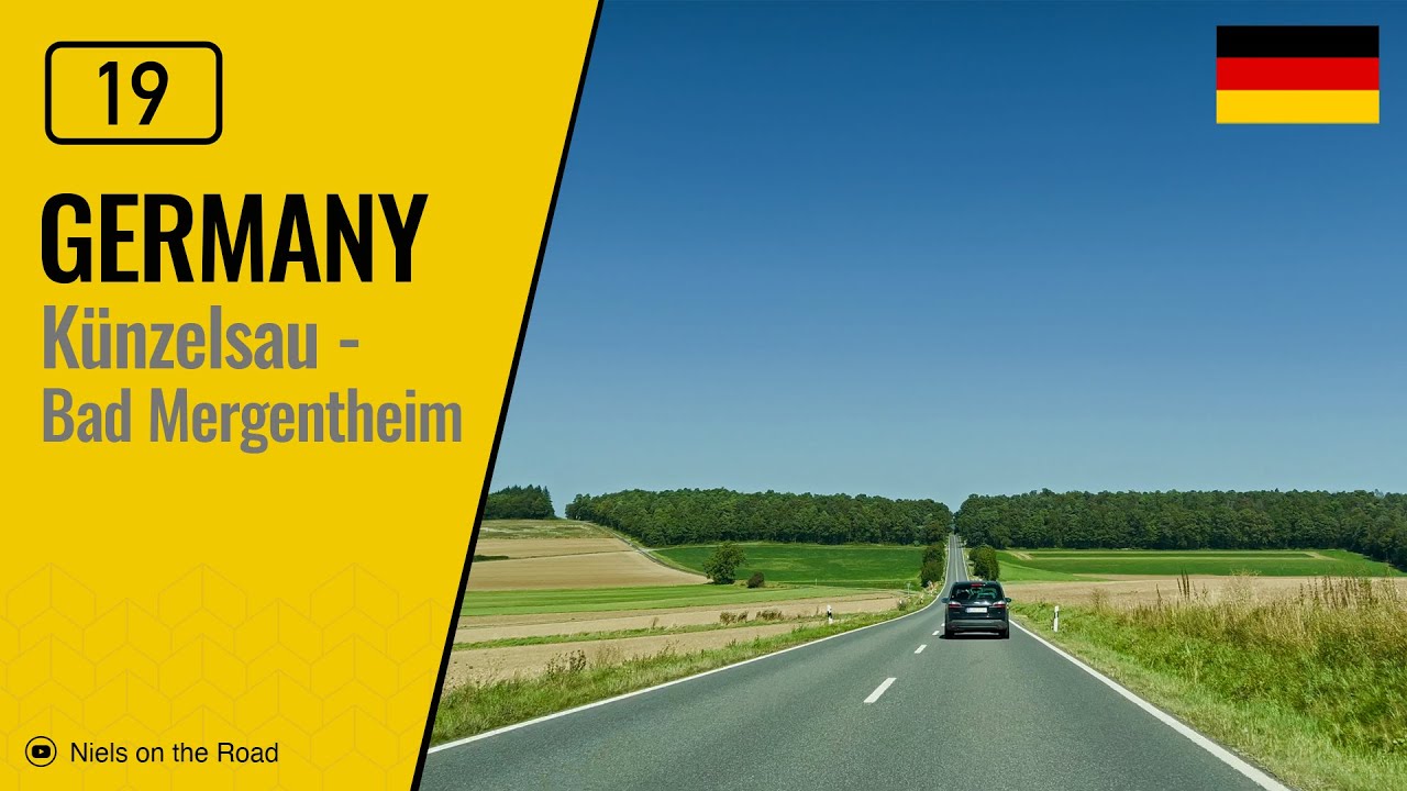 Driving in Germany: Bundesstraße B19 from Künzelsau to Bad Mergentheim