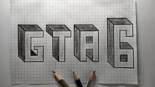 drawing. word computer game GTA 6 3D Letters! how to draw 3D Letter G, T, A-6.word drawing trick art screenshot 2