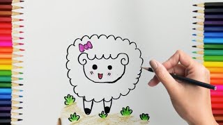 كيفية رسم / تلوين / رسم خروف "تعليم كيفية الرسم بطريقة بسيطة" |