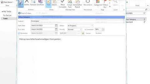 Tracking Tasks in Outlook 2013