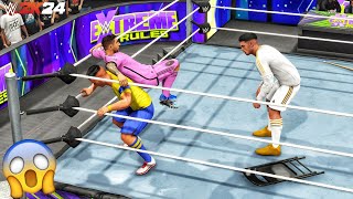 WWE 2K24 - Ronaldo & Messi vs. Bellingham & Vinicius - Double Tag Team Championship Match | [4K60]