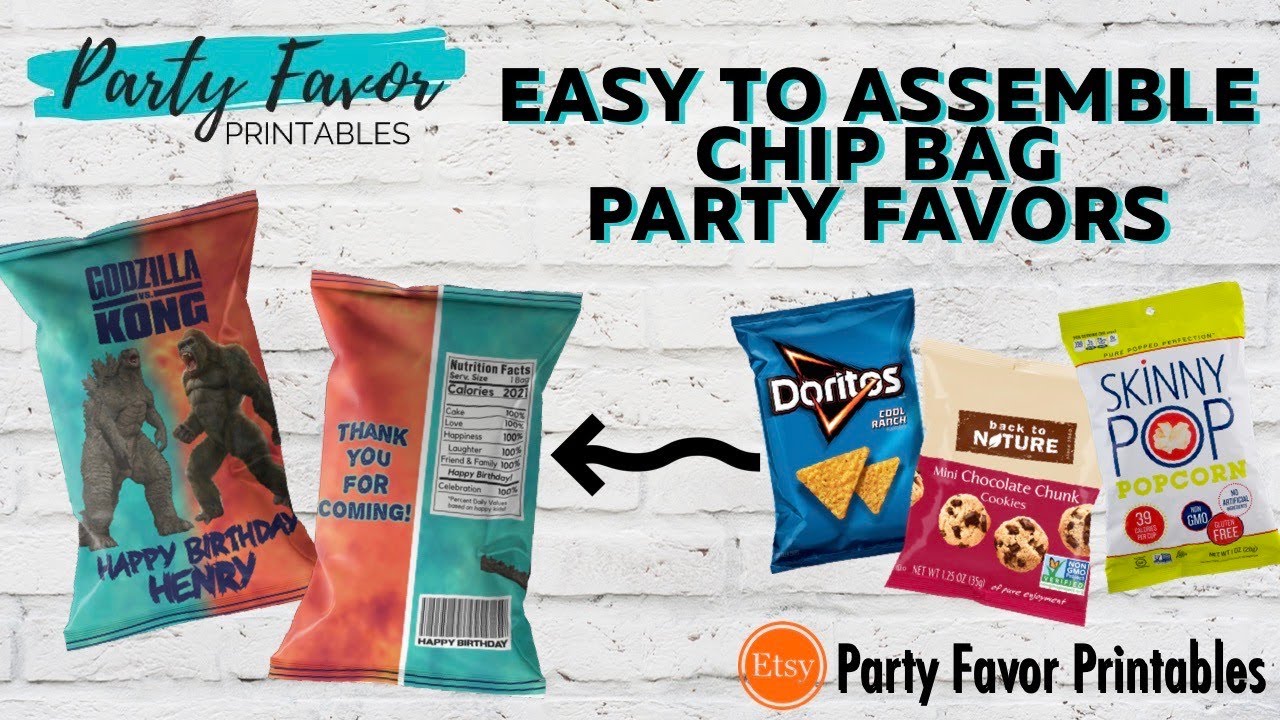 Easy to Assemble Chip Bag Party Favors - DIY Party Printables