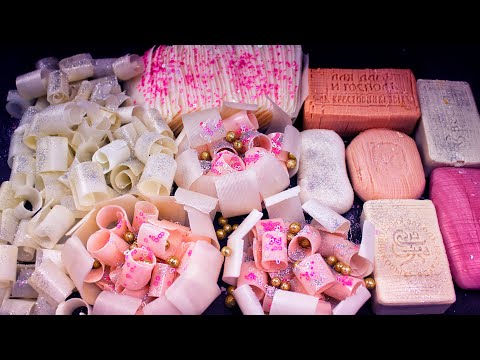 🌸 Crispy flowers and curls of soap. Cutting cubes / Delicate pink and white set 🌸🤍  relax videos