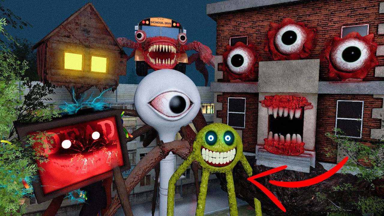 CAN I SURVIVE CREATURES with BUS EATER, LIVING BUILDING, HOUSE HEAD, MR COMPUTER (MEGAMIX)