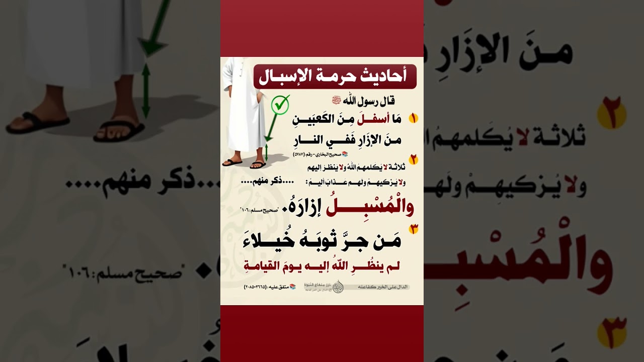 #أحاديث حرمة الإسبال #فذكر #حديث