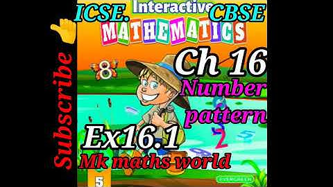 Class 5th Maths ( ICSE/ CBSE) Ch 16 Number patterns Ex16.1 very easily explained