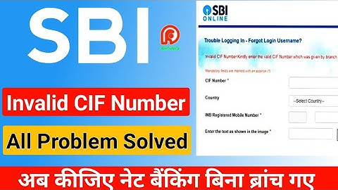 Sbi Invalid CIF/Customer Number Problem Solve, How To Solve Invalid Cif No In Sbi Bank, || By Amit
