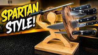 Spartan Knife Holder w/Shield, 6 Knives &amp; Unique Style!