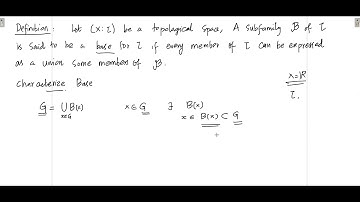 I Sem PG Basic Topology Module 1 Class 12 Bases and Subbases
