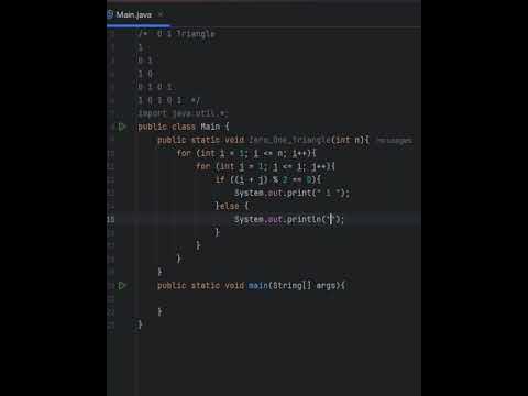 Write a java code to print Zero One Triangle |Easy Coding|Java #coding ...