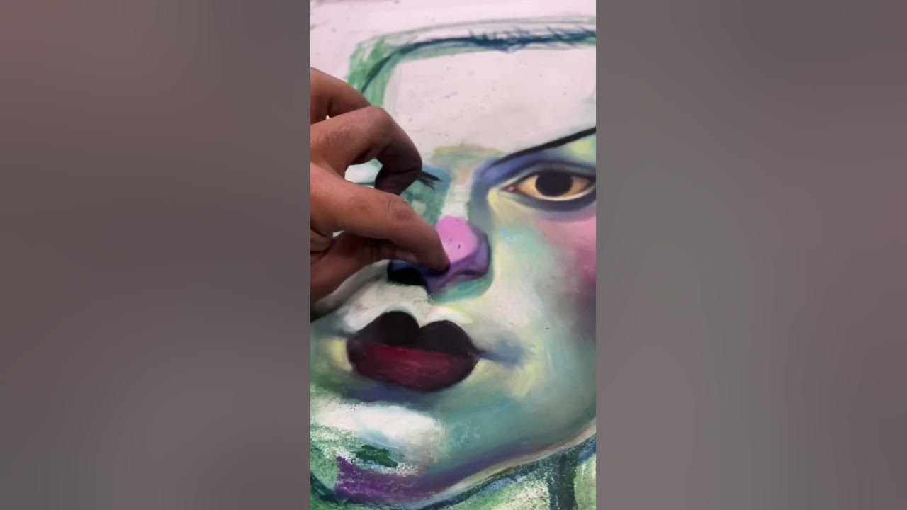 Drawing The Bride of Frankenstein with oil pastels! #art