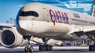 Qatar Airways A350: Doha to Dallas Fort-worth Full Flight  | Flight Simulator 2024