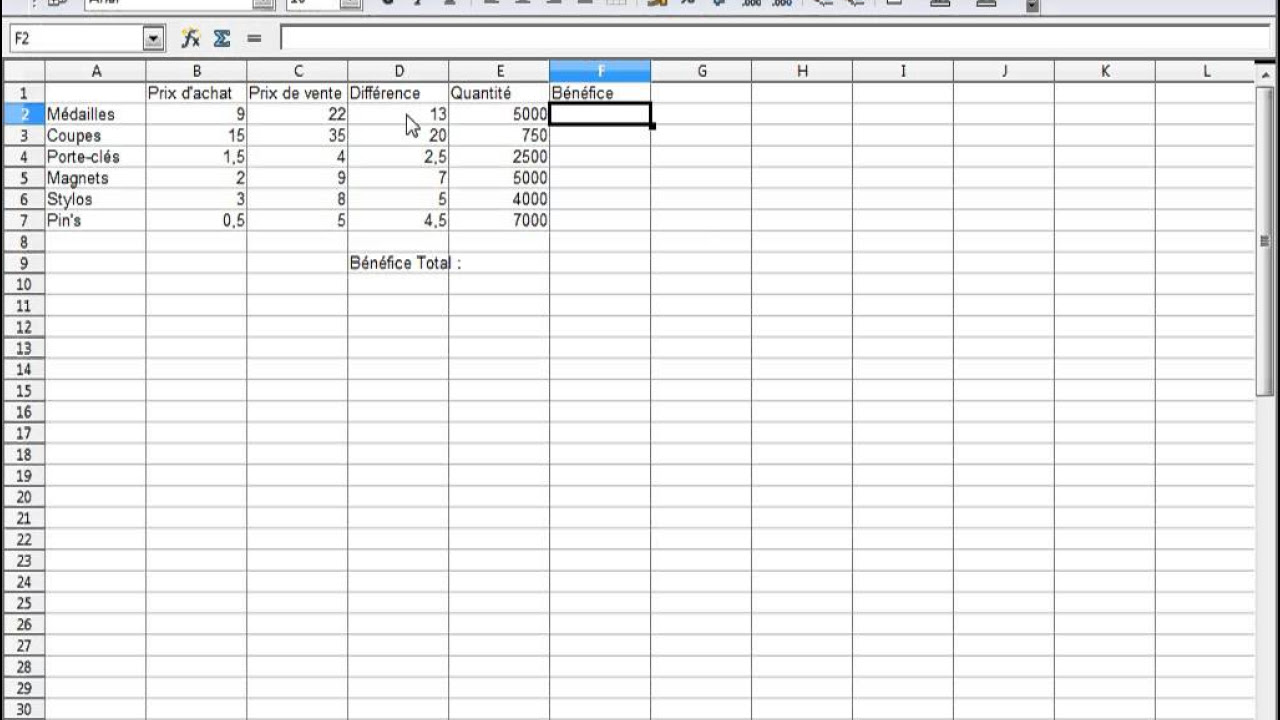 Open office ou Libre office   Tableur 06   Formules de calculs