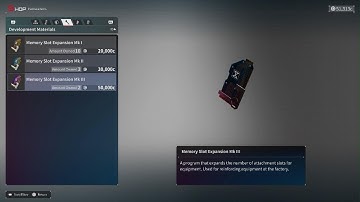 Daemon X Machina: Titanic Scion Memory Expansion Shop.