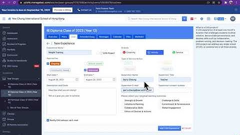 Managing your CAS portfolio - Managebac